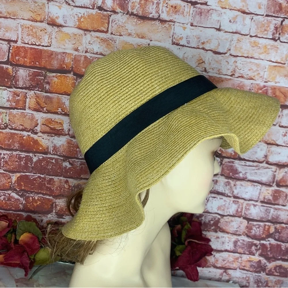Zara Tan Floppy Woven Paper Polyester Beach Hat